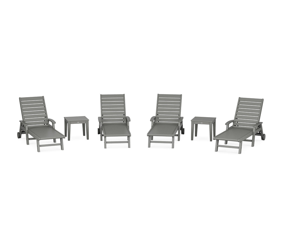 POLYWOOD Signature Chaise 6-Piece Set with Wheels in Slate Grey