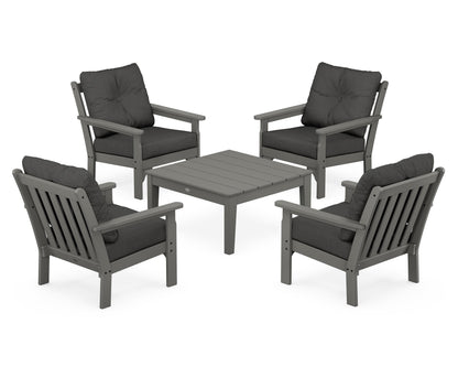 POLYWOOD Vineyard 5-Piece Deep Seating Conversation Set in Slate Grey / Spectrum Carbon