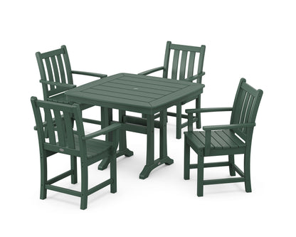 POLYWOOD Traditional Garden 5-Piece Dining Set with Trestle Legs - 37" Table in Green