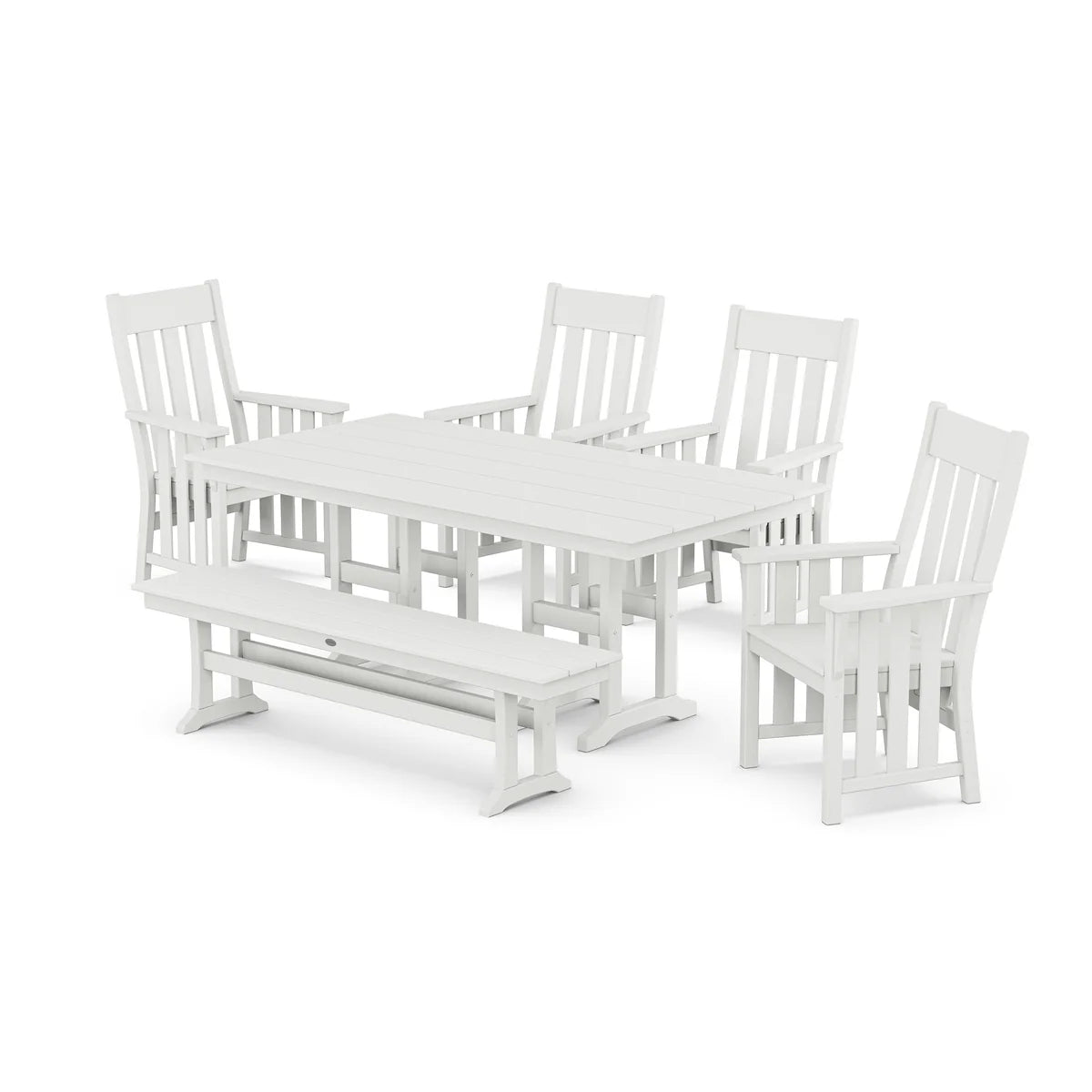 POLYWOOD Acadia 6-Piece Farmhouse Dining Set with Bench