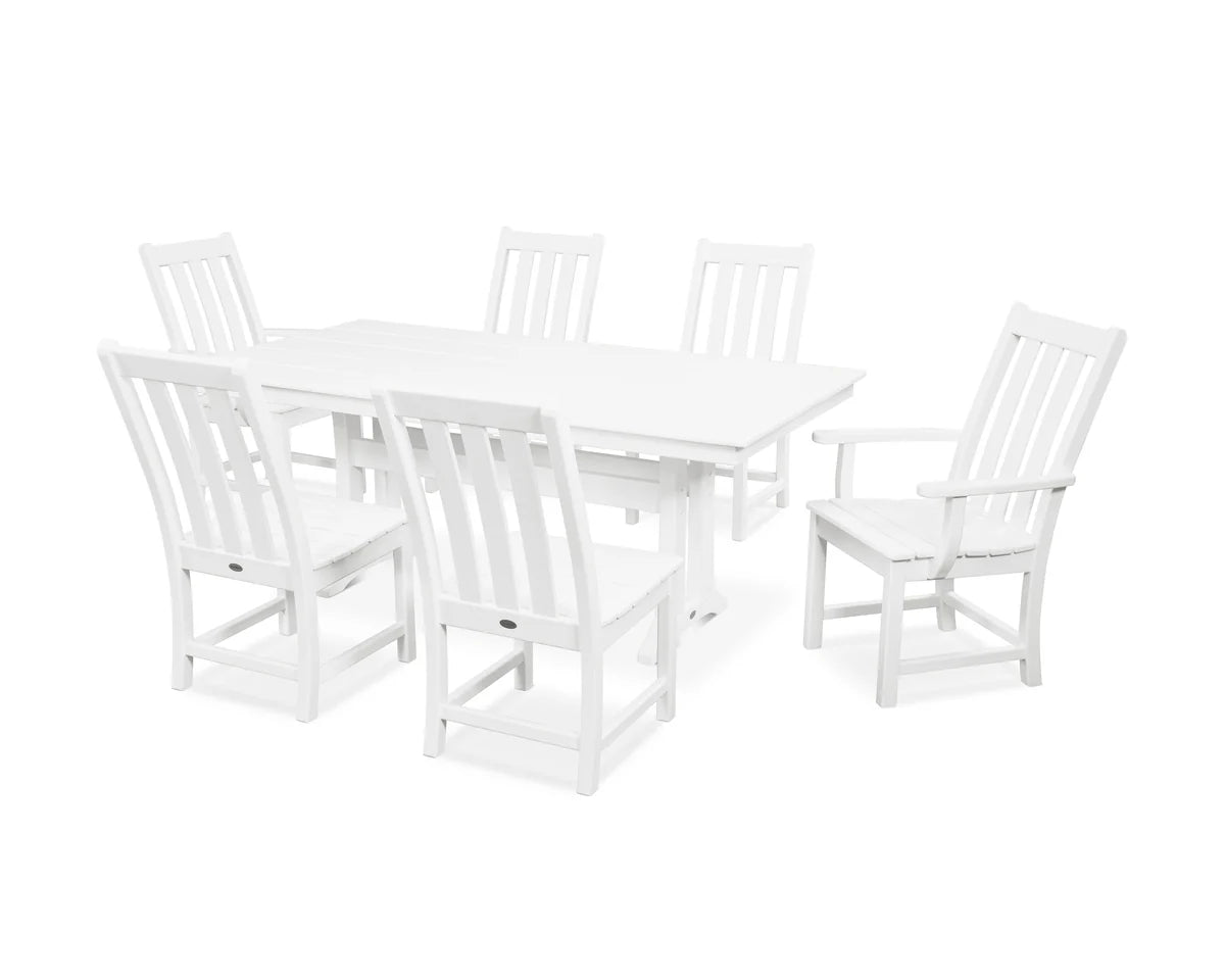 POLYWOOD Vineyard 7-Piece Farmhouse Dining Set with Trestle Legs