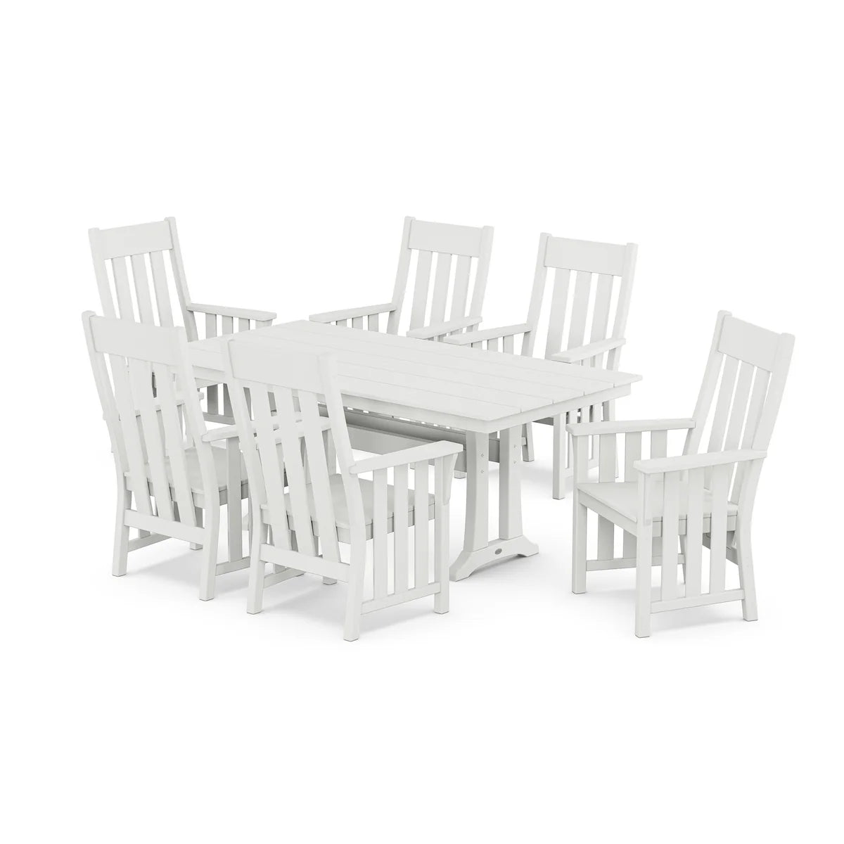 POLYWOOD Acadia Arm Chair 7-Piece Farmhouse Dining Set with Trestle Legs