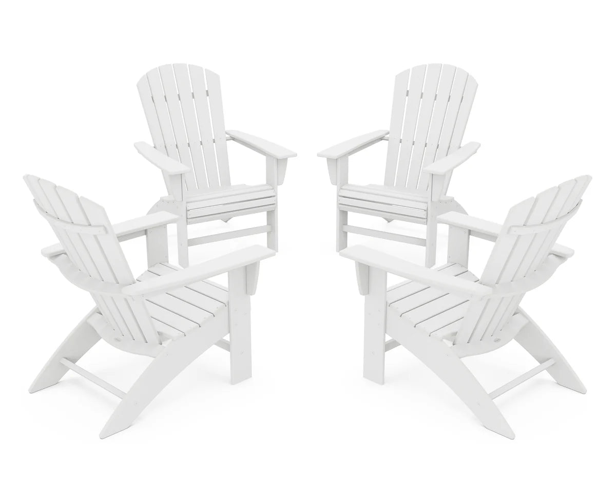 POLYWOOD 4-Piece Nautical Curveback Adirondack Chair Conversation Set