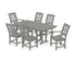POLYWOOD Chinoiserie 7-Piece Farmhouse Dining Set in Slate Grey
