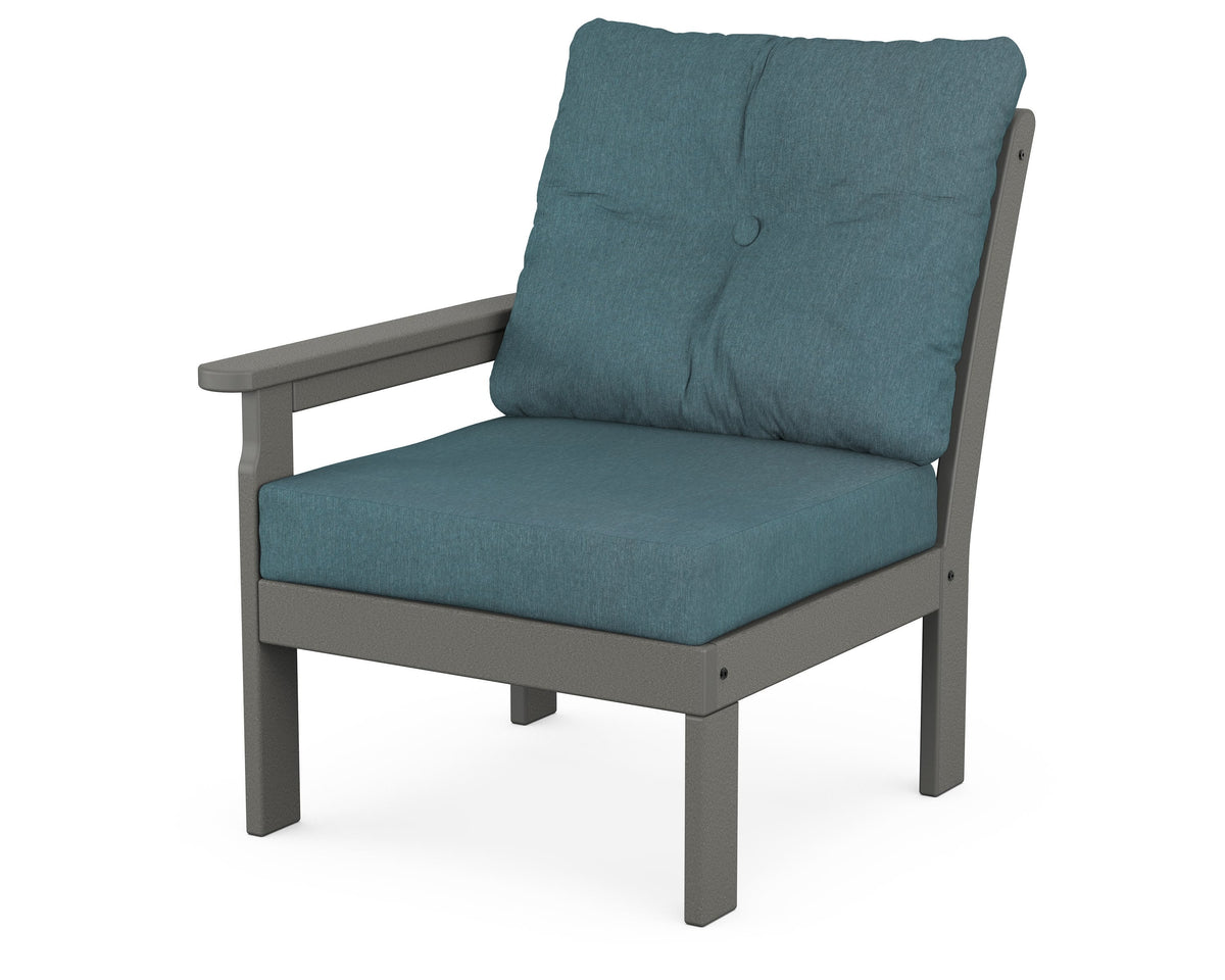 POLYWOOD Vineyard Modular Left Arm Chair in Slate Grey / Ocean Teal