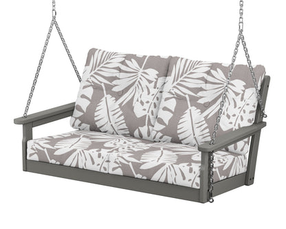 POLYWOOD Vineyard Deep Seating Swing in Slate Grey / Leaf Grey Mist
