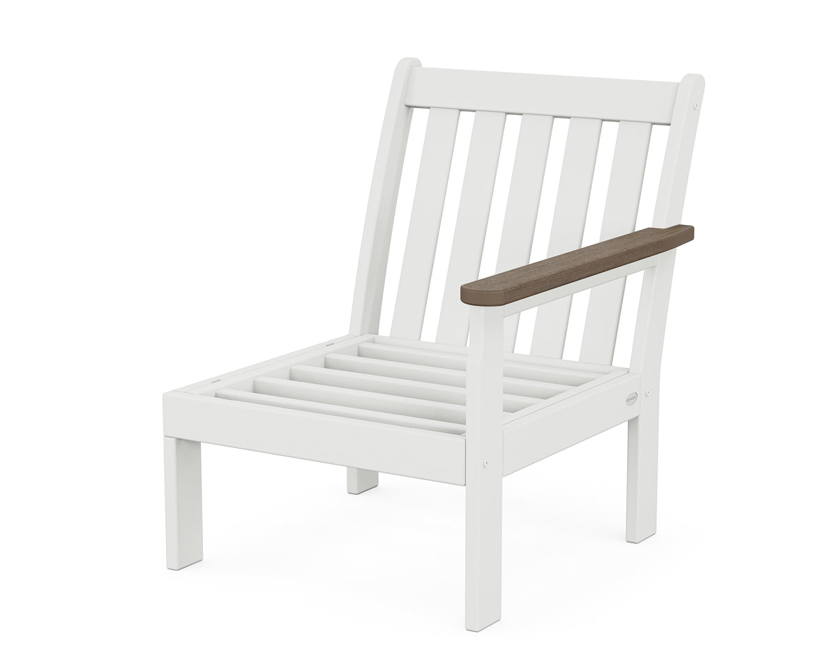 POLYWOOD Vineyard Modular Right Arm Chair Frame in White / Kona