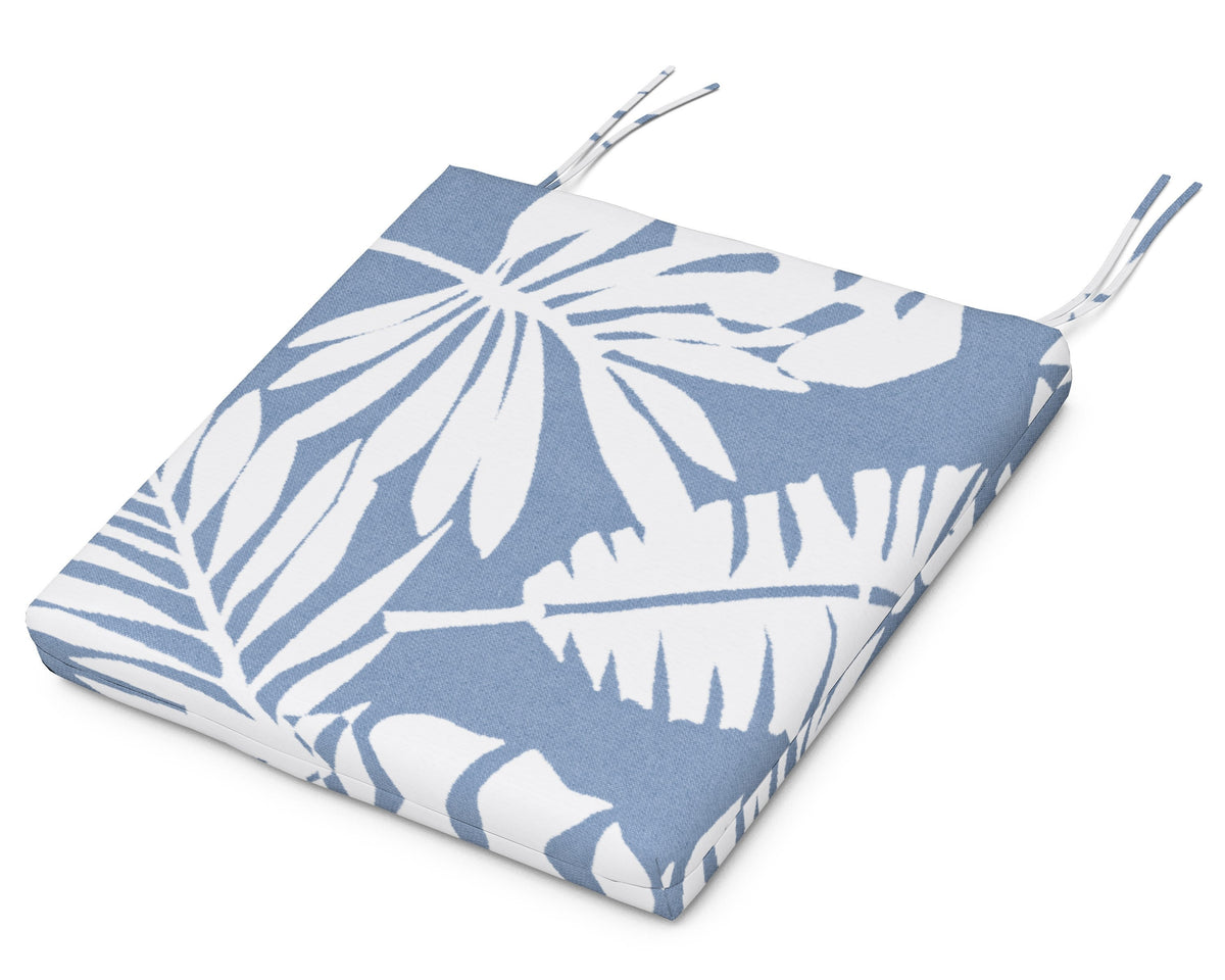 POLYWOOD Seat Cushion - 16.5"D x 17.5"W x 2.5"H in Leaf Sky Blue