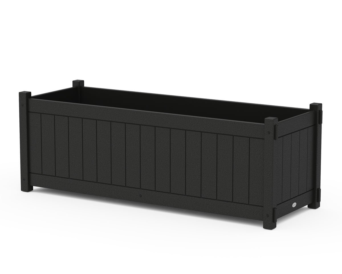POLYWOOD Vineyard Large Rectangle Triple Planter Box in Black