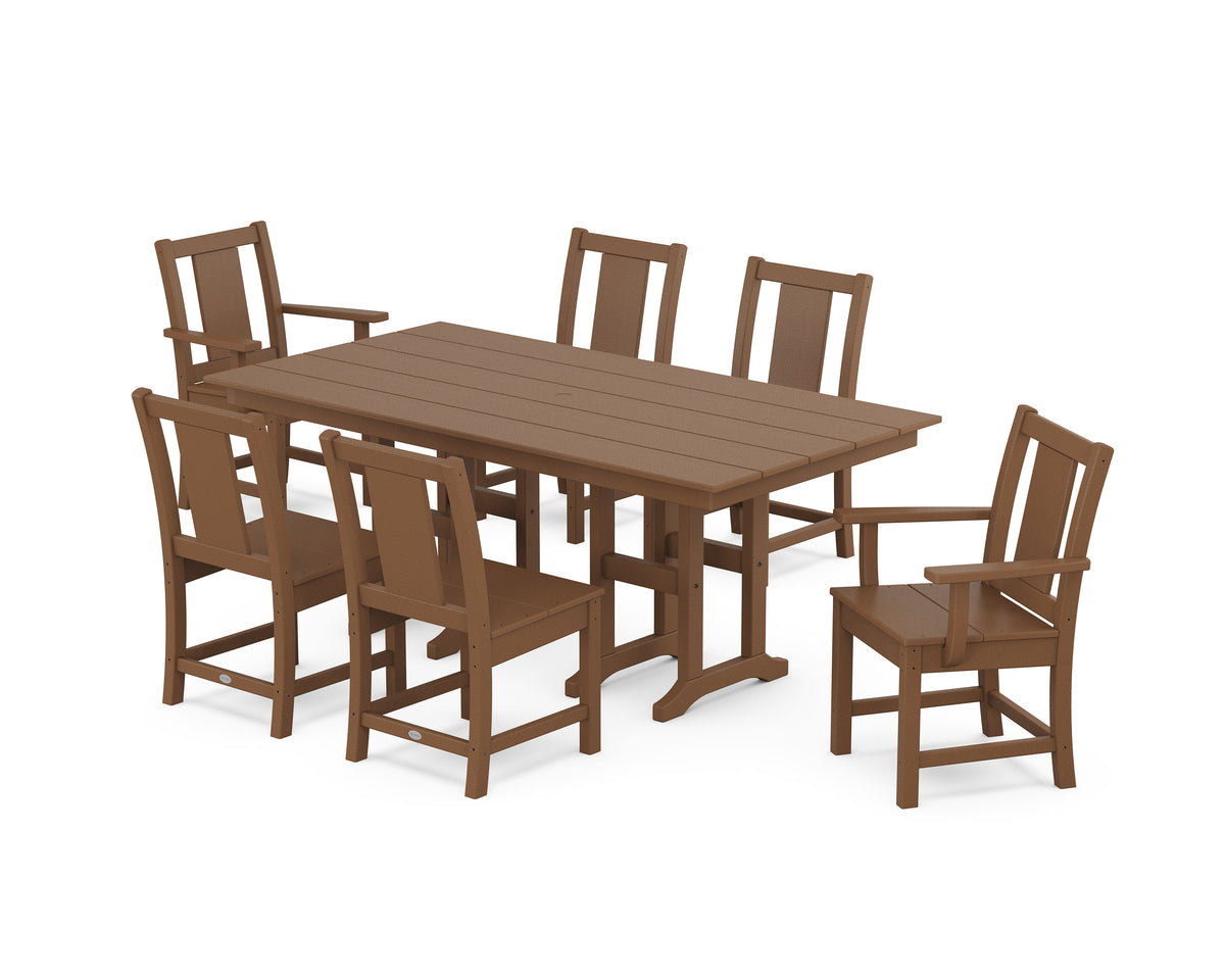 POLYWOOD Prairie 7-Piece Farmhouse Dining Set in Teak