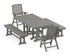 POLYWOOD Nautical Highback 5-Piece Farmhouse Dining Set with Benches in Slate Grey