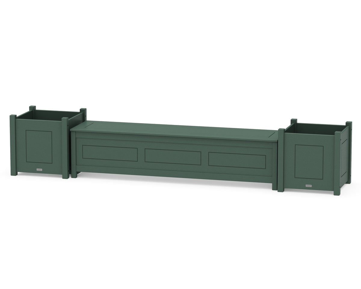 POLYWOOD 72" Country Living Straight Planter Storage Bench Set - Large in Green