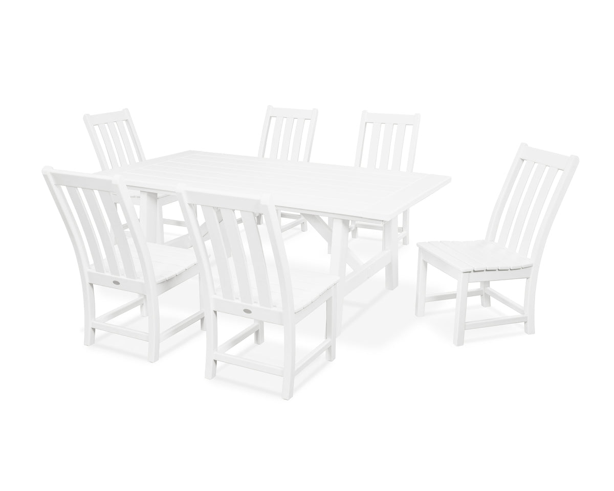POLYWOOD Vineyard 7-Piece Rustic Farmhouse Side Chair Dining Set in White