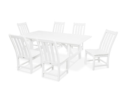POLYWOOD Vineyard 7-Piece Rustic Farmhouse Side Chair Dining Set in White