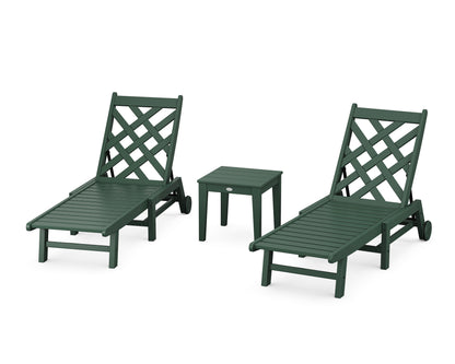 POLYWOOD Wovendale 3-Piece Chaise Set with Wheels in Green