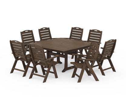 POLYWOOD Nautical Highback 9-Piece Square Dining Set with Trestle Legs in Kona