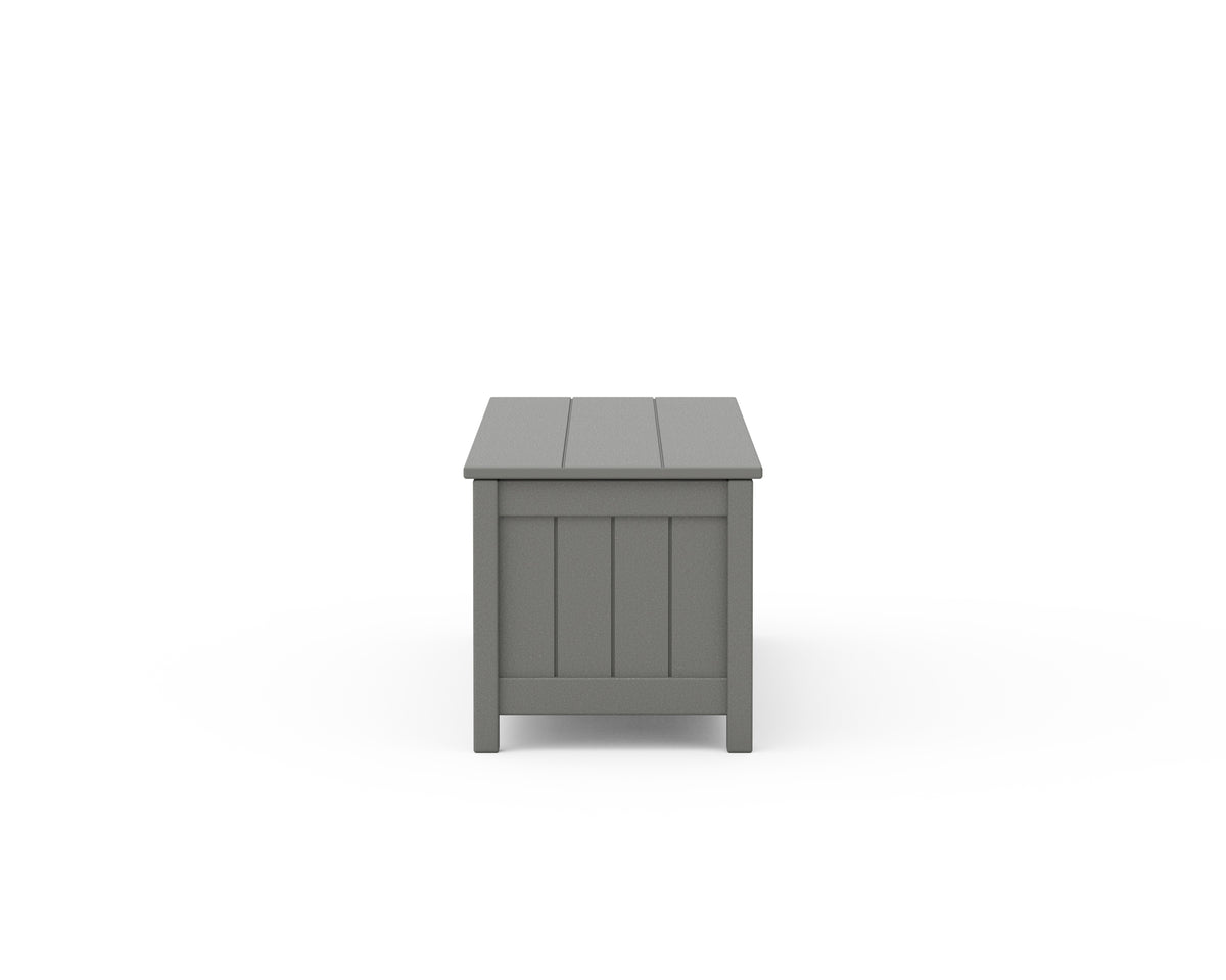 Additional angle of the POLYWOOD Vineyard 60" Storage Bench in Slate Grey
