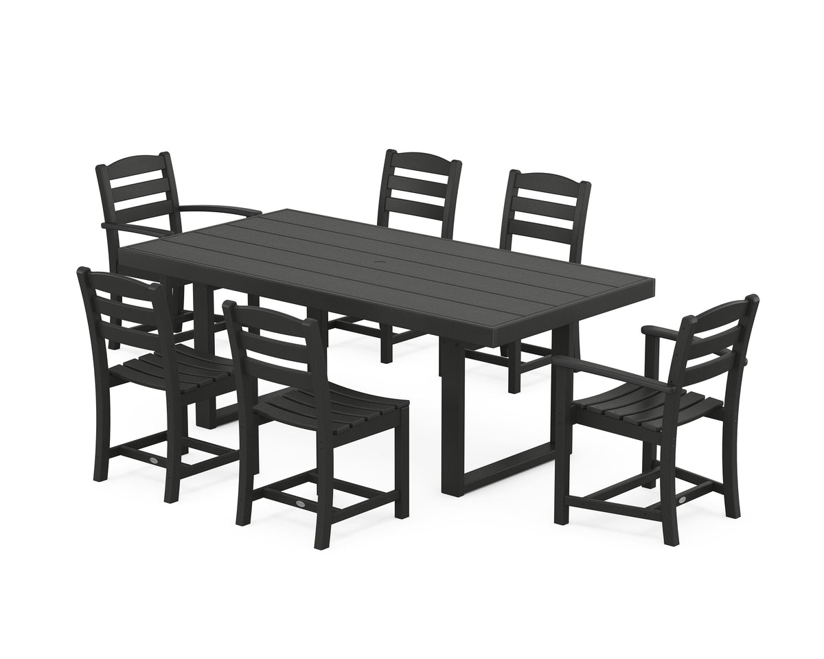 POLYWOOD La Casa Café 7-Piece Dining Set - 39" x 78" Table in Black