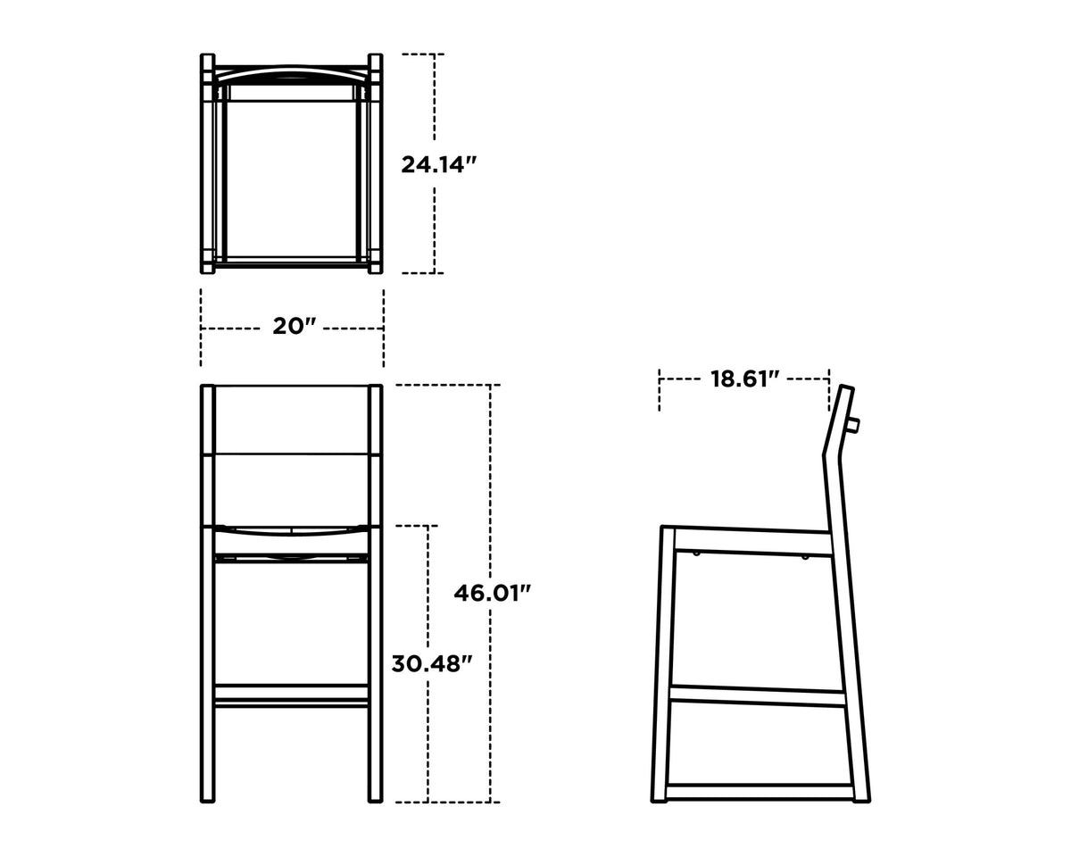 POLYWOOD EDGE Sling Bar Side Chair dimensions
