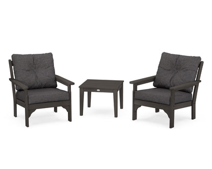 POLYWOOD Vineyard 3-Piece Deep Seating Set in Vintage Coffee / Ash Charcoal