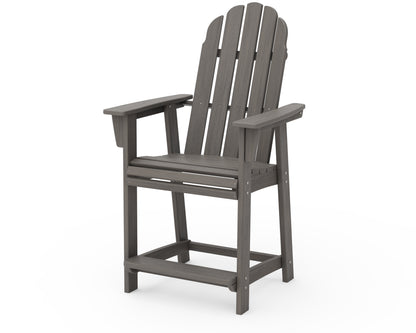 POLYWOOD Vineyard Curveback Adirondack Counter Chair in Driftwood