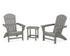 POLYWOOD Nautical 3-Piece Adirondack Set with South Beach 18" Side Table in Slate Grey