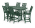 POLYWOOD Country Living Wovendale Arm Chair 7-Piece Farmhouse Bar Set with Trestle Legs in Green