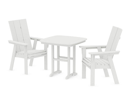 POLYWOOD Modern Curveback Adirondack 3-Piece Dining Set in White