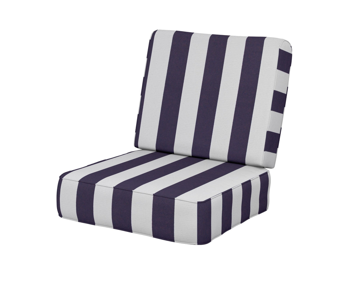 POLYWOOD Ateeva Harbour Seat and Back Cushion in Cabana Stripe Navy