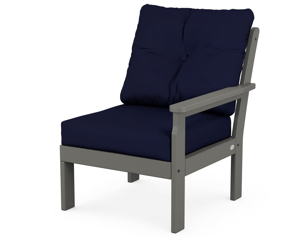 POLYWOOD Vineyard Modular Right Arm Chair in Slate Grey / Navy