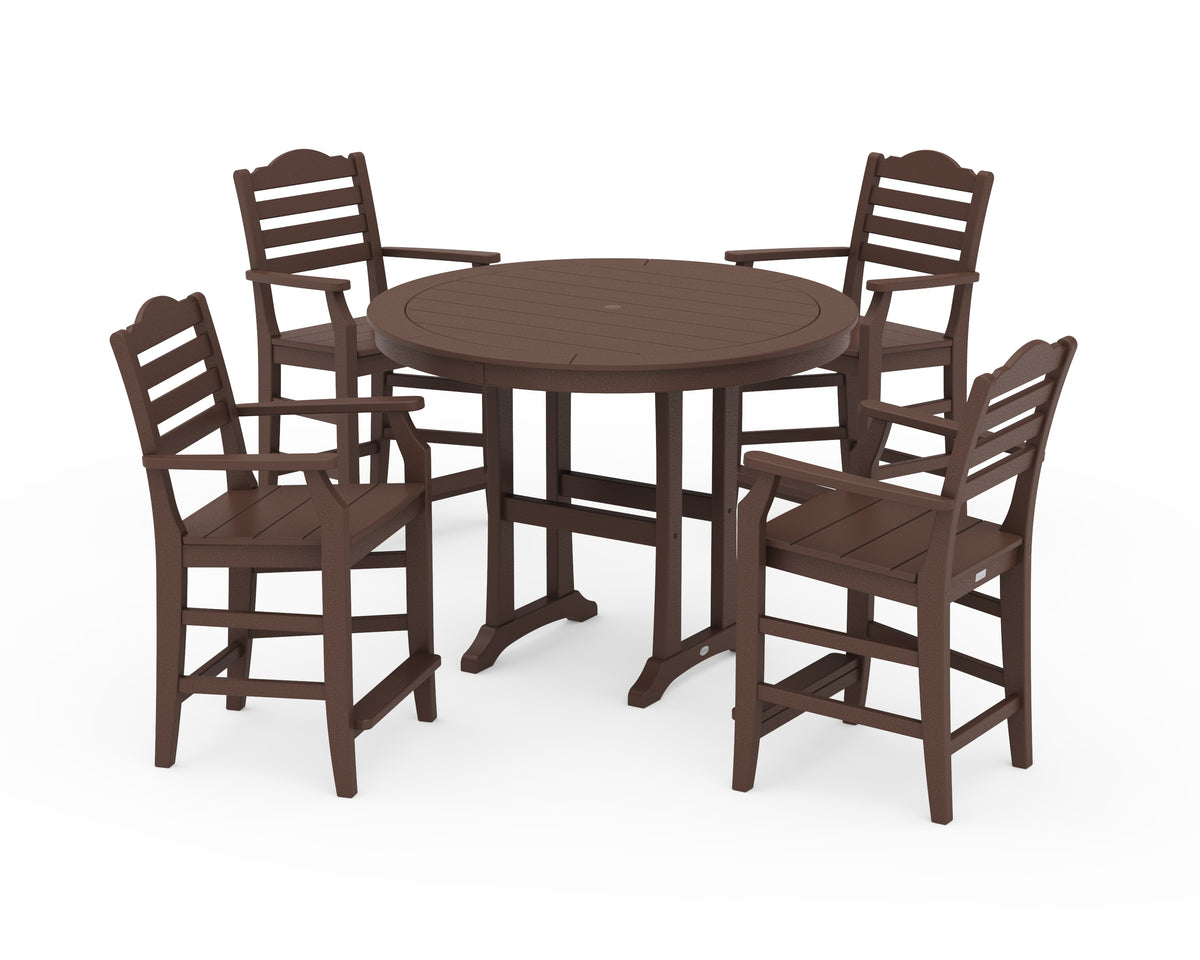 POLYWOOD Savannah 5-Piece Round Counter Set in Mahogany