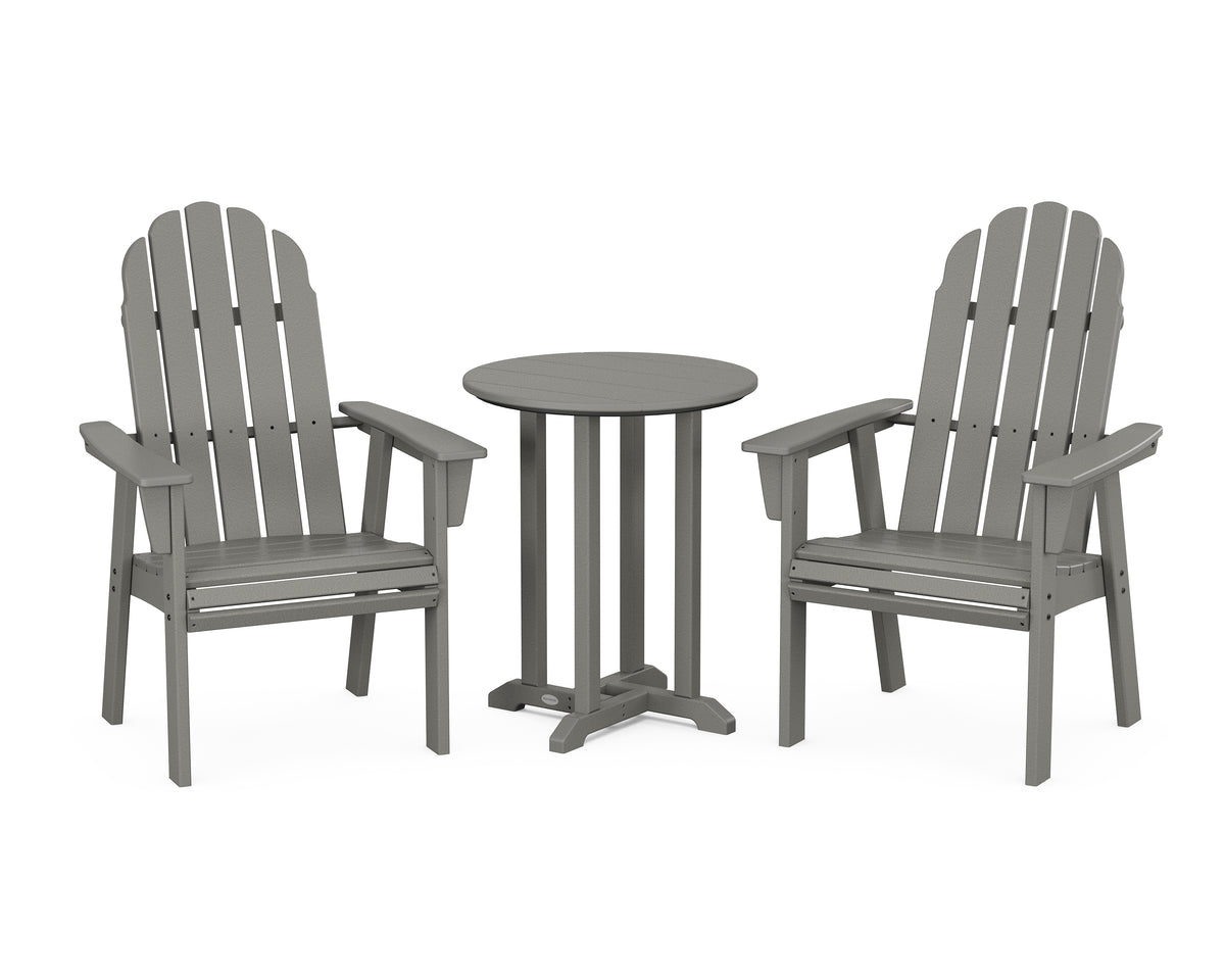 POLYWOOD Vineyard Adirondack 3-Piece Round Bistro Dining Set in Slate Grey