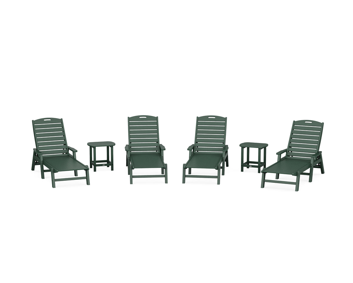POLYWOOD Nautical Chaise 6-Piece Set with Arms in Green