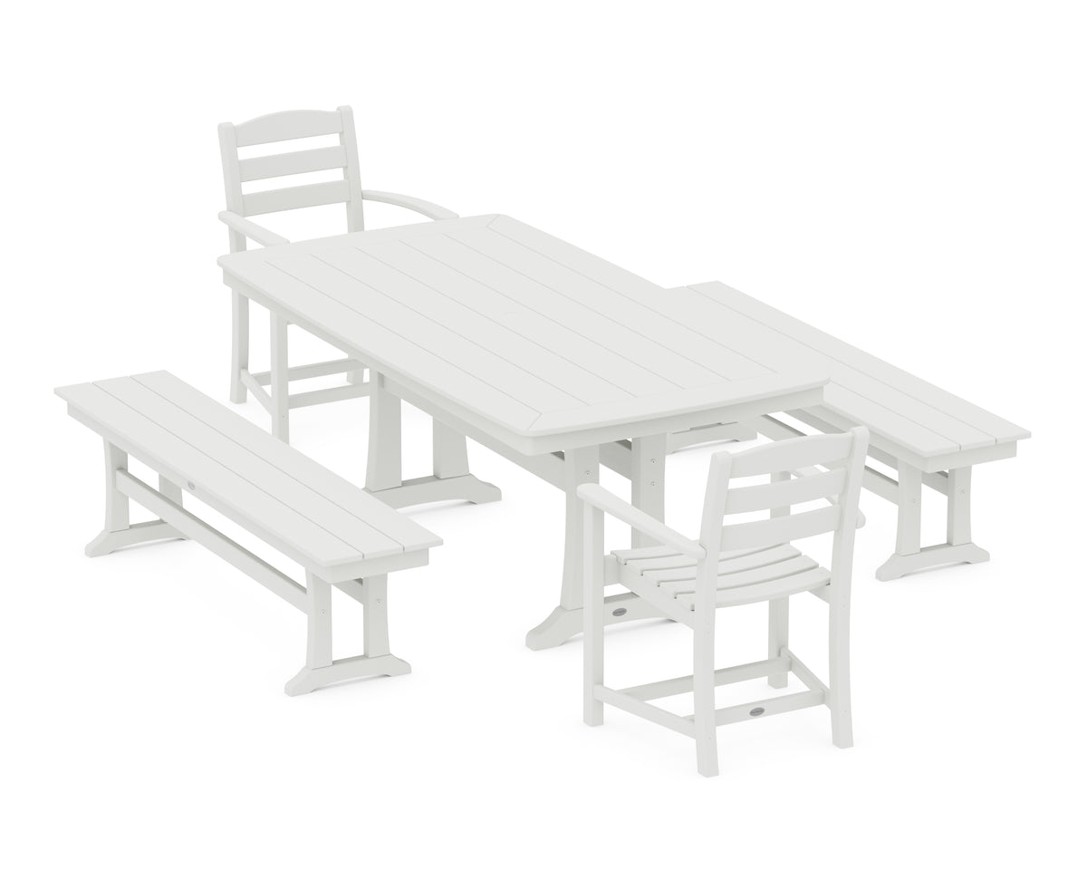 POLYWOOD La Casa Café 5-Piece Dining Set with Trestle Legs in Vintage White