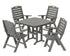 POLYWOOD Nautical Folding Highback Chair 5-Piece Dining Set in Slate Grey