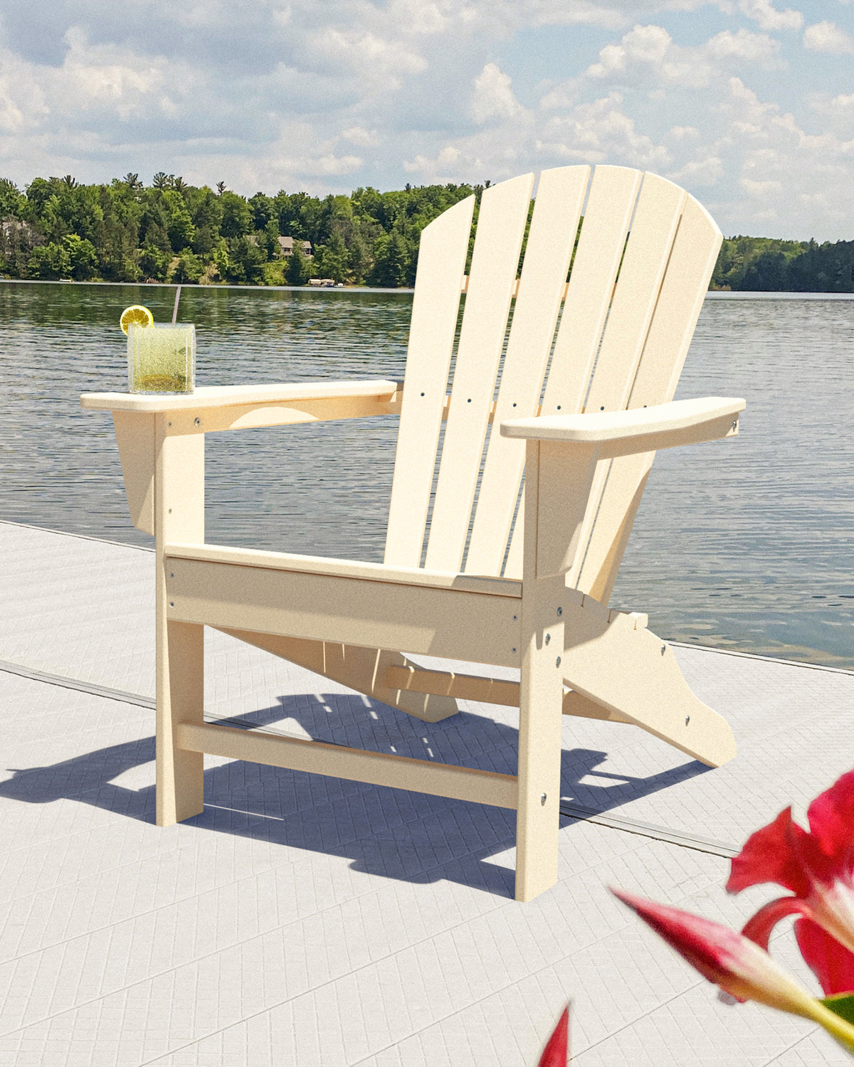 Lifestyle photo of the POLYWOOD South Beach Adirondack in Sand