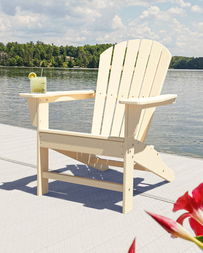 Lifestyle photo of the POLYWOOD South Beach Adirondack in Sand