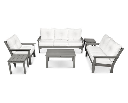 POLYWOOD Vineyard 6-Piece Deep Seating Set in Slate Grey / Natural