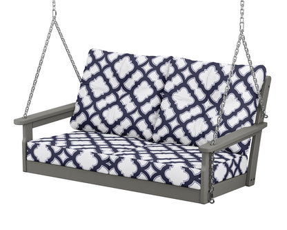 POLYWOOD Vineyard Deep Seating Swing in Slate Grey / Trellis Navy