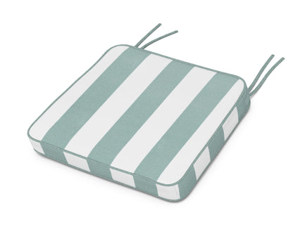 POLYWOOD Chinoiserie Arm Chair Seat Cushion in Cabana Stripe Glacier Spa