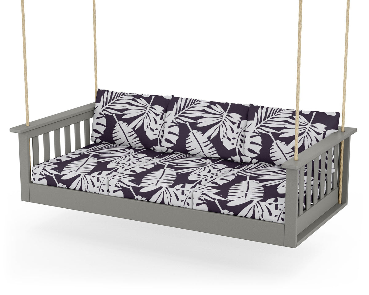 POLYWOOD Vineyard Daybed Swing in Slate Grey / Leaf Navy