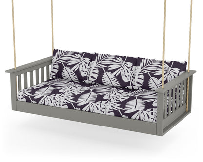 POLYWOOD Vineyard Daybed Swing in Slate Grey / Leaf Navy