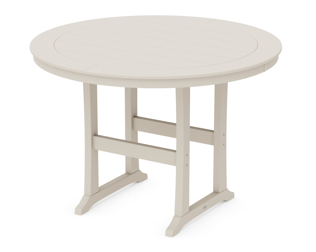 POLYWOOD Nautical Trestle 60" Round Bar Table in Sand