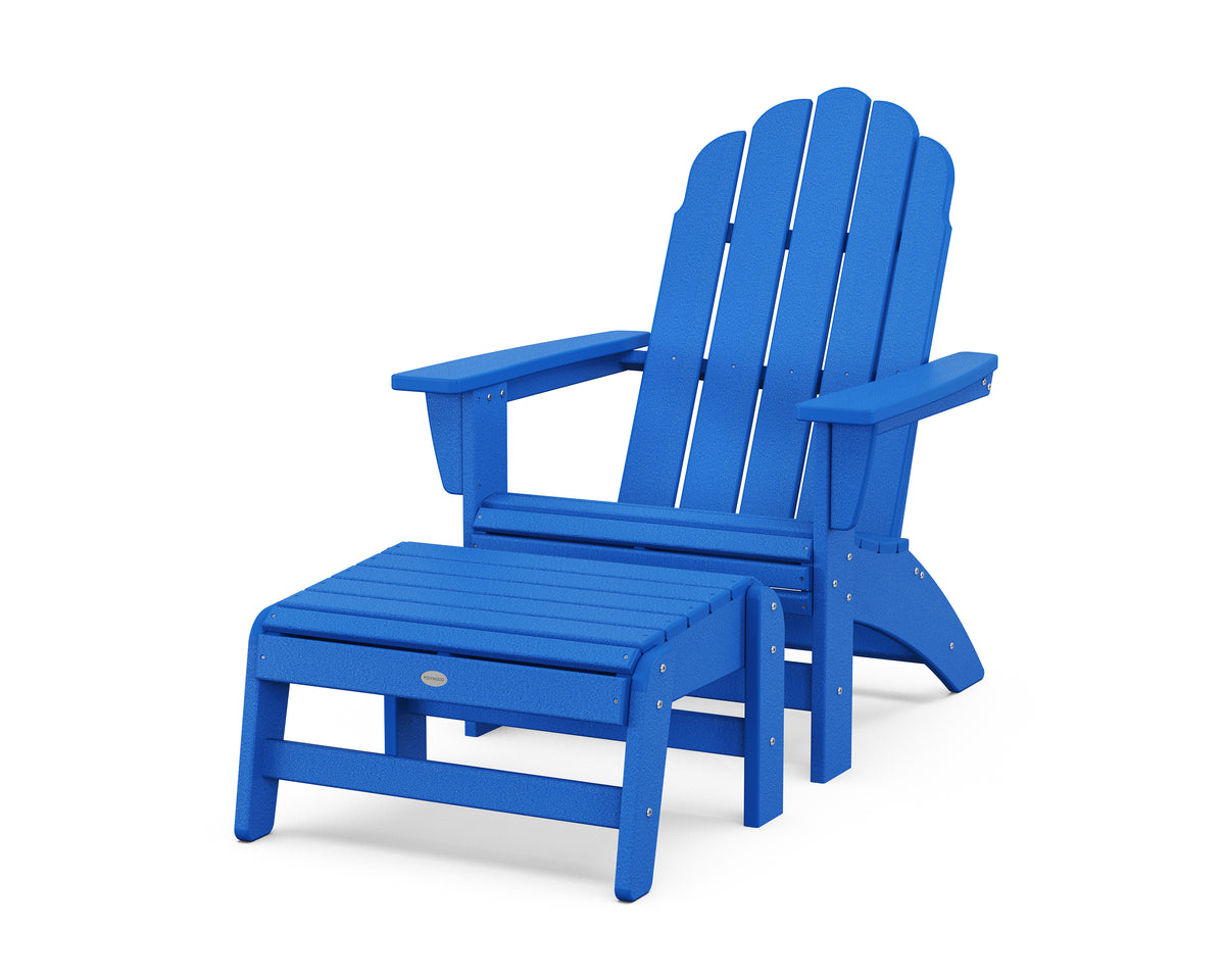 POLYWOOD Vineyard Grand Adirondack Chair with Ottoman in Pacific Blue