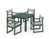 POLYWOOD EDGE Sling Arm Chair 5-Piece Parsons Dining Set in Green / Birch