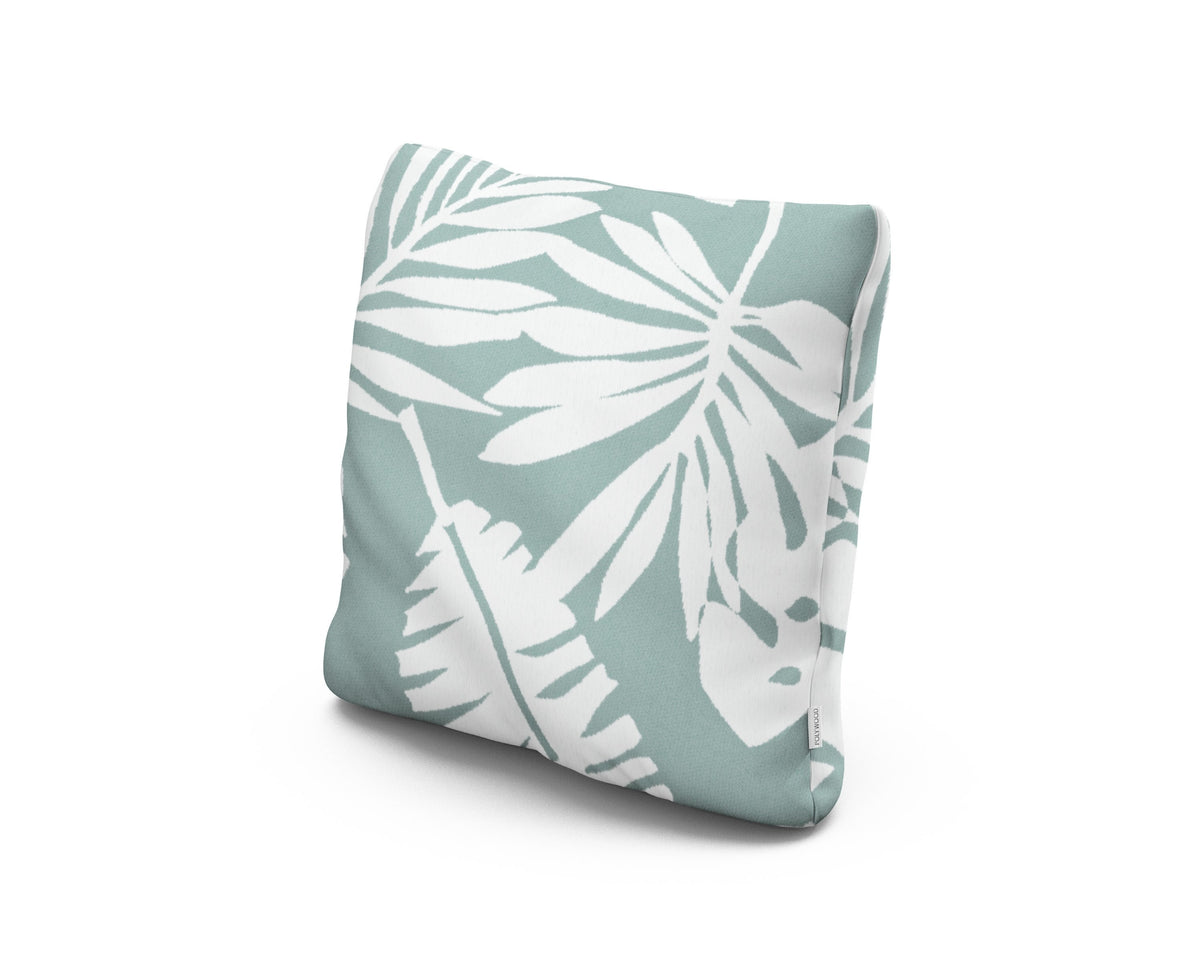 POLYWOOD 18" Outdoor Throw Pillow in Leaf Glacier Spa