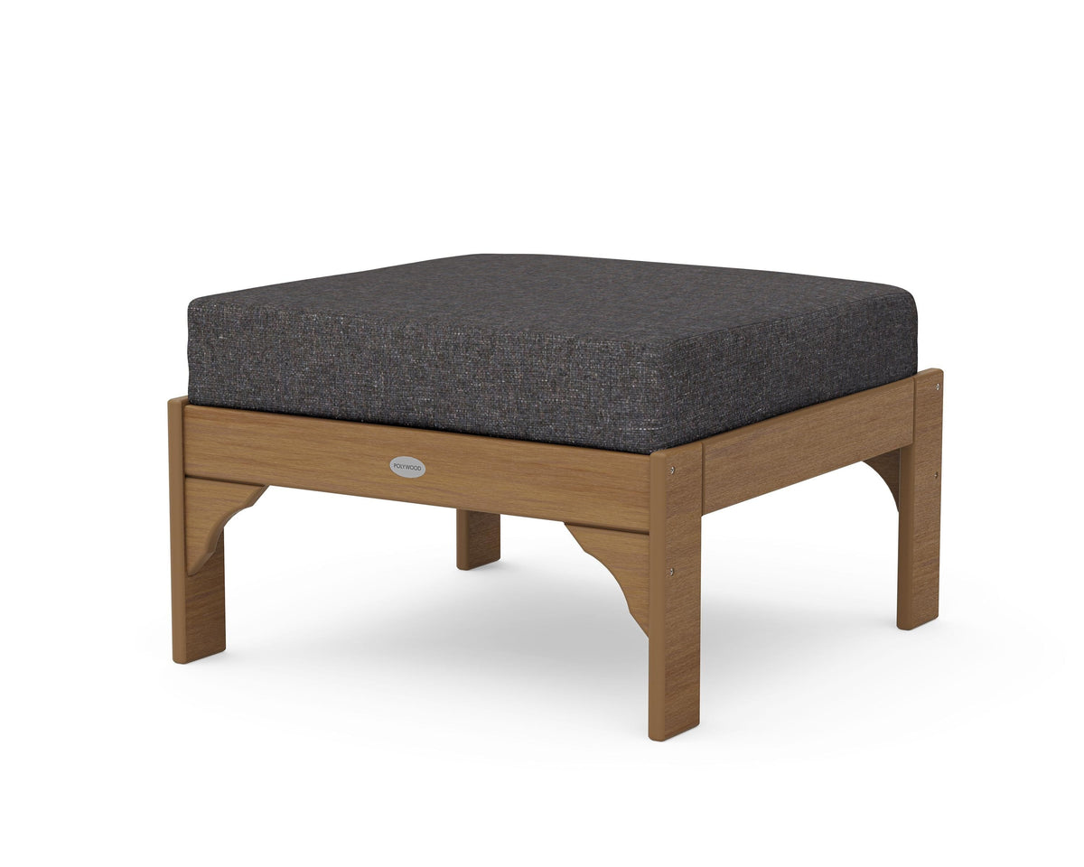 POLYWOOD Vineyard Deep Seating Ottoman in Natural / Ash Charcoal
