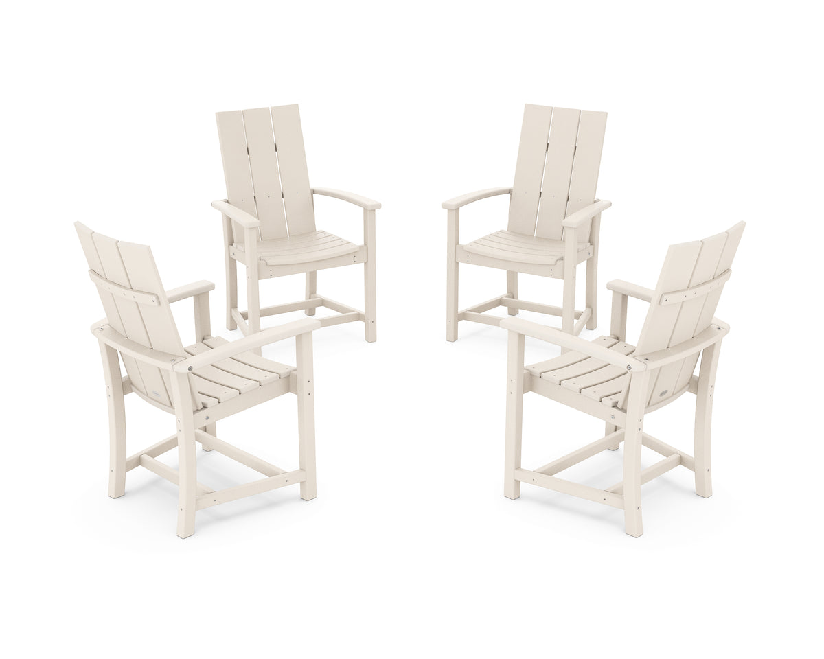 POLYWOOD Modern 4-Piece Upright Adirondack Conversation Set in Sand