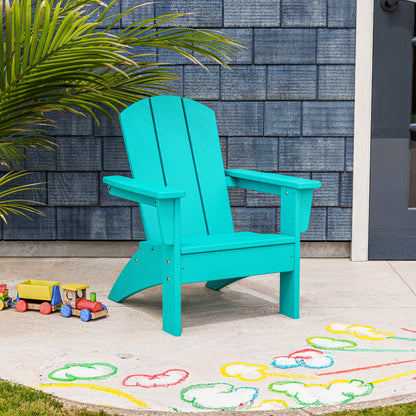 POLYWOOD Kids Nautical Adirondack Chair in Aruba in an outdoor setting