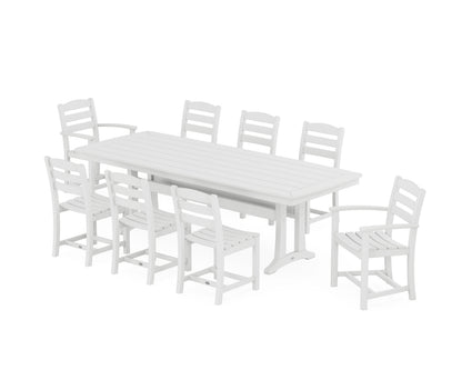 POLYWOOD La Casa Café 9-Piece Dining Set with Trestle Legs in White